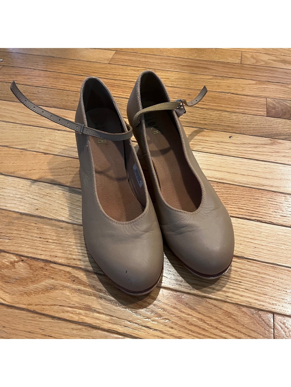 Bloch Beige Leather Mary Jane Heels with Ankle Strap Size 8